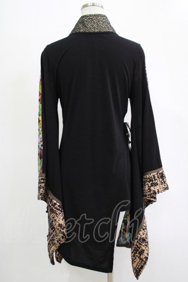 画像3: Qutie Frash / 着物カーディガン  ネオン（ブラック×カーキパイピング） H-25-11-07-037-QU-TO-KB-ZH (3)