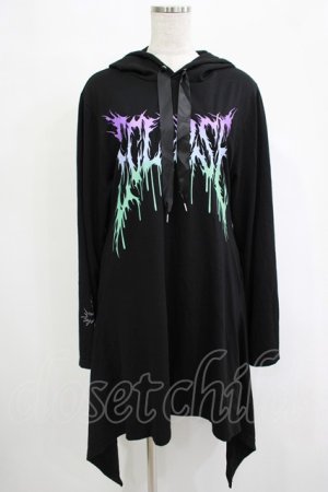 画像: LISTEN FLAVOR / メタルロゴヘムラインパーカーワンピース  ブラック H-25-11-07-038-PU-OP-KB-ZH