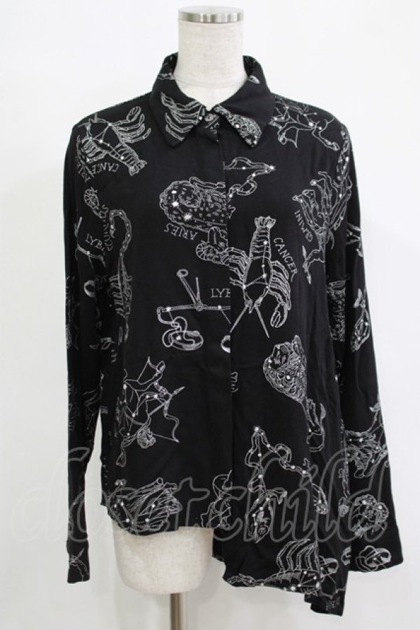 画像1: DISTURBIA / 総柄シャツ UK8 ブラック H-25-11-07-043-PU-BL-KB-ZH (1)