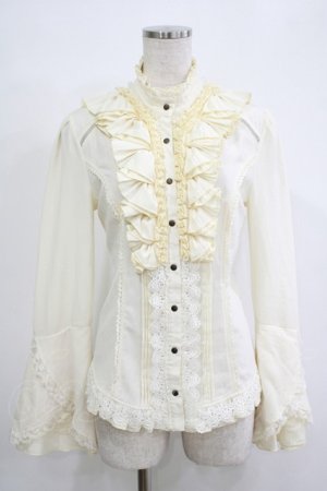 画像: Ozz Croce / レースフリルブラウス  アイボリー H-25-11-07-046-OO-BL-KB-ZH