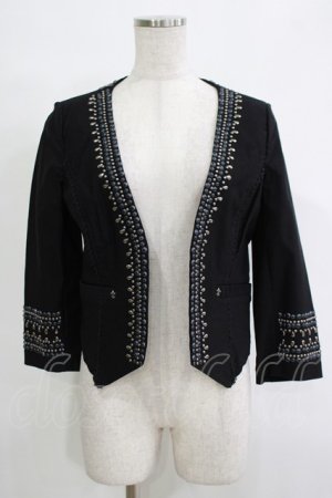 画像: OZZ ANGELO / ノーカラージャケット  黒 H-25-11-07-050-OO-JA-KB-ZH