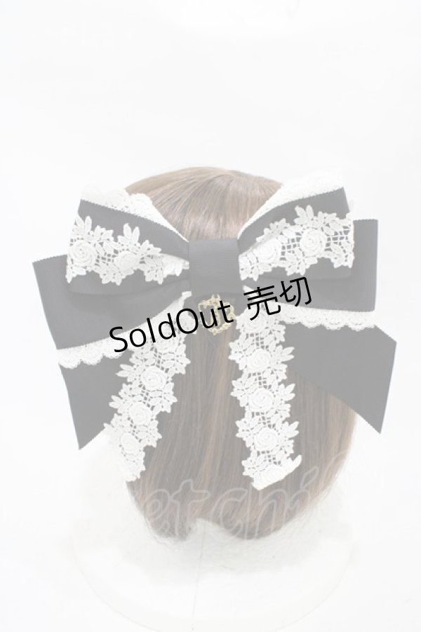 画像2: BABY,THE STARS SHINE BRIGHT / Lilinaリボンバレッタ  ブラック/オフ白 H-25-11-07-1005-BA-AC-NS-ZH (2)