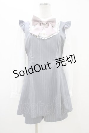 画像: Ank Rouge / Bigリボンストライプコンビネゾン M グレー H-25-11-07-1042-CA-OP-NS-ZH