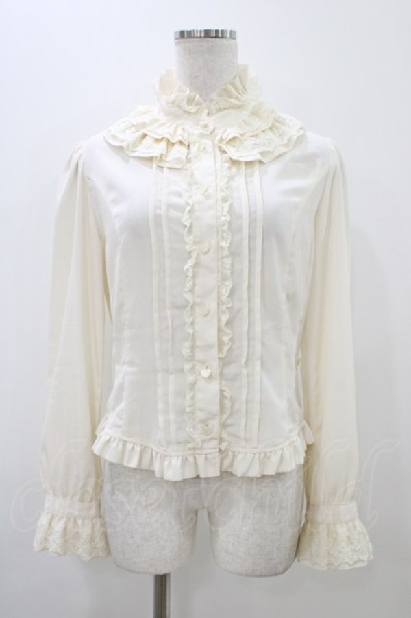 画像1: Innocent World / ハート釦スタンドカラーブラウス M 生成り H-25-11-07-1043-IW-BL-NS-ZH (1)