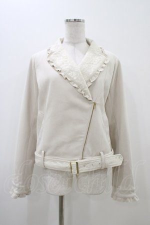 画像: axes femme POETIQUE / スエードフリルライダースJK M ベージュ H-25-11-07-1050-AX-JA-NS-ZH