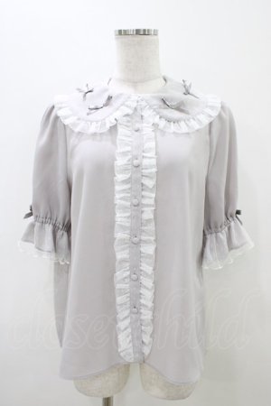 画像: axes femme kawaii / プチリボン半袖ブラウス M グレー H-25-11-07-1052-AX-BL-NS-ZH
