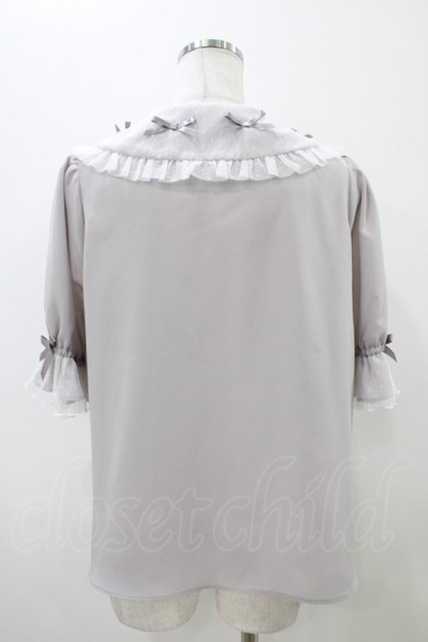 画像2: axes femme kawaii / プチリボン半袖ブラウス M グレー H-25-11-07-1052-AX-BL-NS-ZH (2)