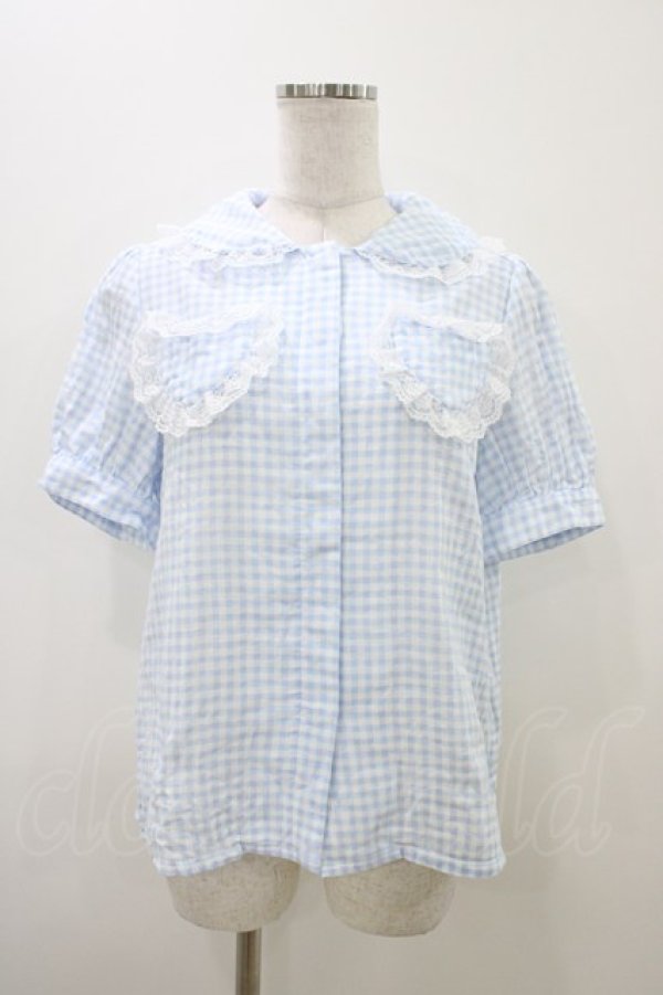 画像1: Nile Perch / ギンガムチェックブラウス Free サックス H-25-11-07-1053-LO-BL-NS-ZH (1)