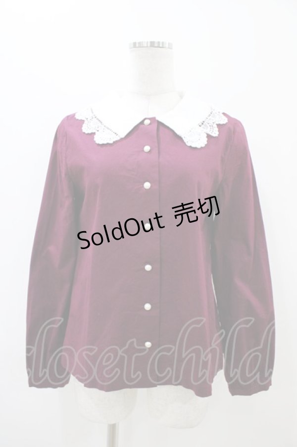 画像1: mayla classic / Laprinp girls' schoolレース襟ブラウス Free ボルドー H-25-11-07-1054-0-BL-NS-ZH (1)