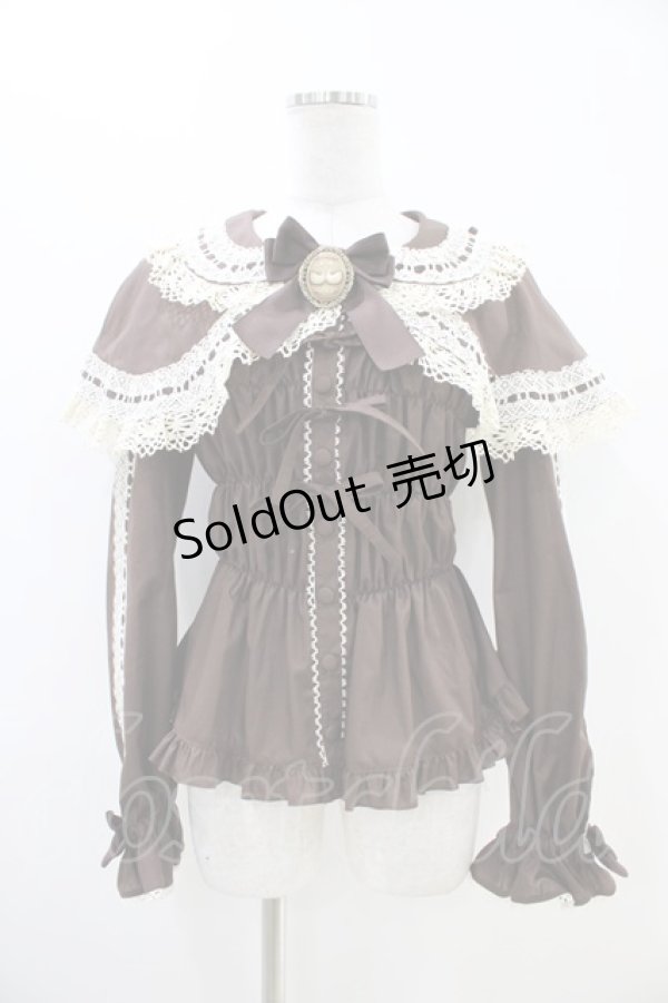 画像1: metamorphose / 木漏れ日のトロイメライ ケープ付き長袖ブラウス Free ブラウン H-25-11-07-1017-ME-BL-NS-ZH (1)