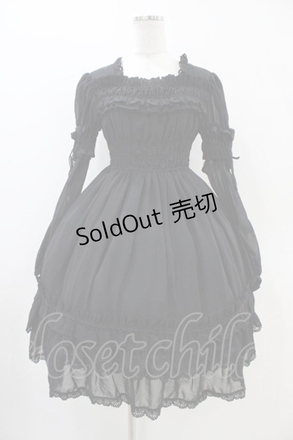 画像1: BABY,THE STARS SHINE BRIGHT / トリアノンシフォンワンピース Free ブラック H-25-11-07-1020-BA-OP-NS-ZH (1)