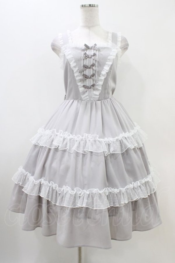 画像1: axes femme kawaii / プチリボンジャンパースカート M グレー H-25-11-07-1022-AX-OP-NS-ZH (1)