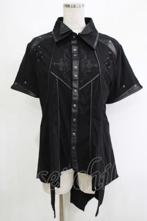 画像: Ozz Croce / ダブルカラー刺繍ブラウス  黒 H-25-11-07-053-OO-BL-KB-ZH