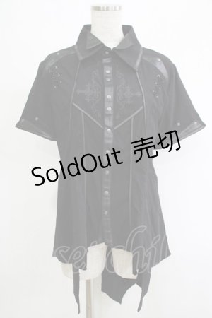 画像: Ozz Croce / ダブルカラー刺繍ブラウス  黒 H-25-11-07-053-OO-BL-KB-ZH