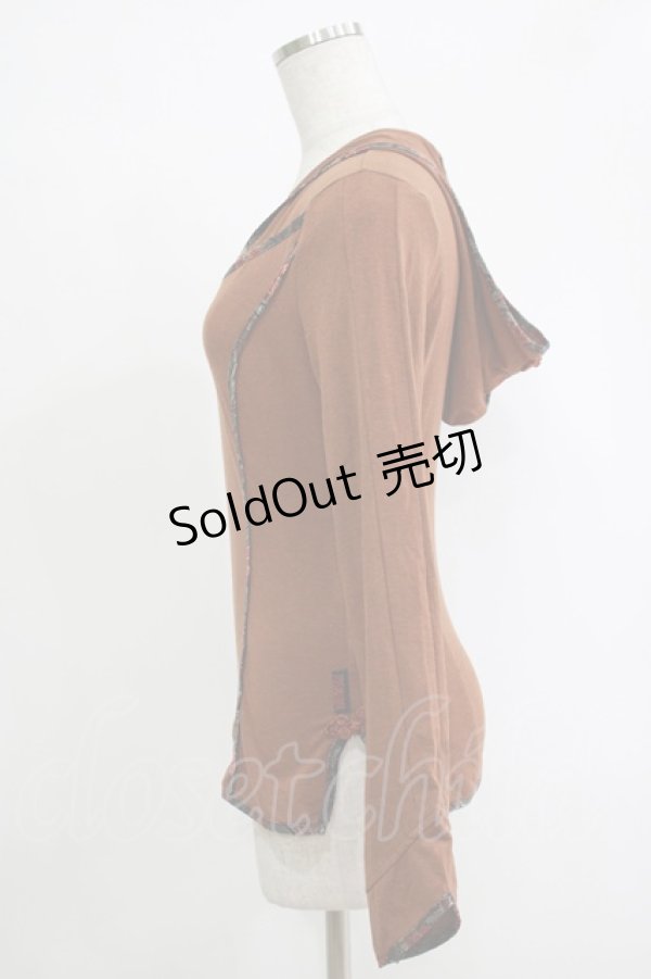 画像2: Ozz oneste / ジャガードパイピングプルパーカー  茶 H-25-11-07-054-OO-TO-KB-ZH (2)