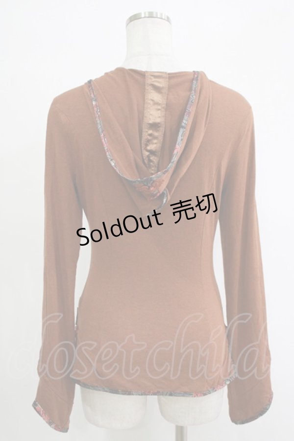 画像3: Ozz oneste / ジャガードパイピングプルパーカー  茶 H-25-11-07-054-OO-TO-KB-ZH (3)