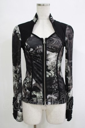 画像: Ozz oneste / フロントZIPチャイナボタントップス  黒 H-25-11-07-055-OO-TO-KB-ZH