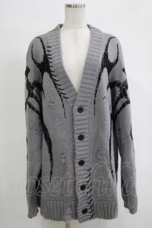 画像: REFLEM / トライバルニットカーディガン  グレー H-25-11-07-057-PU-TO-KB-ZH