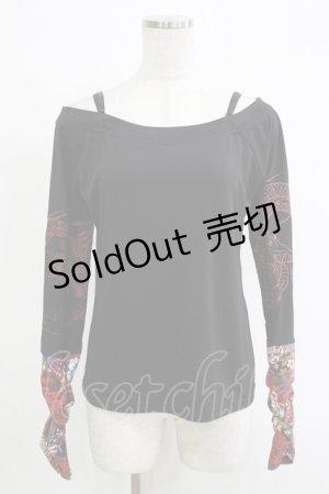 画像: Qutie Frash / オフショルインナー  黒×赤 H-25-11-07-059-QU-TO-KB-ZH