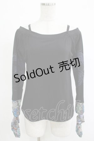 画像: Qutie Frash / オフショルインナー  黒×青 H-25-11-07-060-QU-TO-KB-ZH