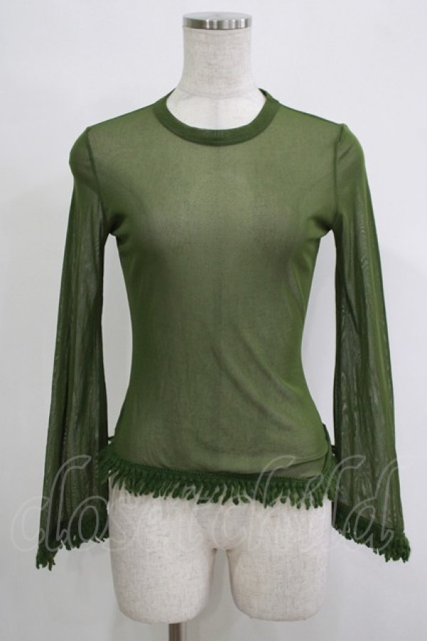 画像1: Jean Paul GAULTIER / 裾フリンジシアーカットソー 40 緑 H-25-11-07-061-GO-TO-KB-ZH (1)