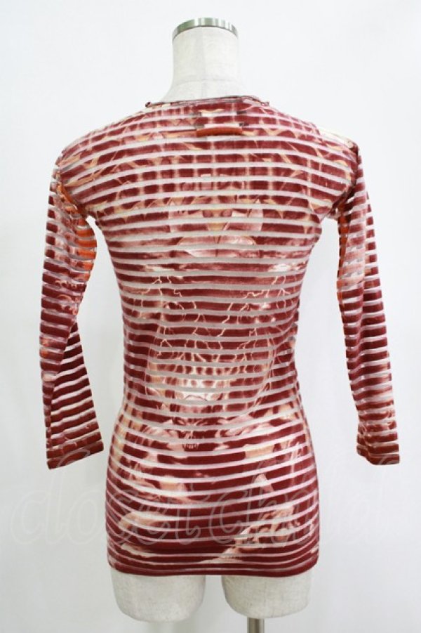 画像3: Jean Paul GAULTIER / ボーダー切替ガーゴイルパワーネットカットソー S 茶 H-25-11-07-062-GO-TO-KB-ZH (3)