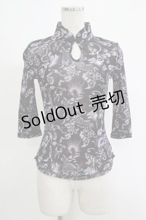 画像: Ozz Croce / 総柄メッシュトップス  黒 H-25-11-07-067-OO-TO-KB-ZH