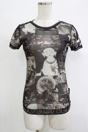 画像: OZZ STOCK / 総柄メッシュトップス  黒 H-25-11-07-068-OO-TO-KB-ZH