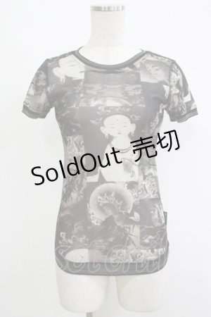 画像: OZZ STOCK / 総柄メッシュトップス  黒 H-25-11-07-068-OO-TO-KB-ZH