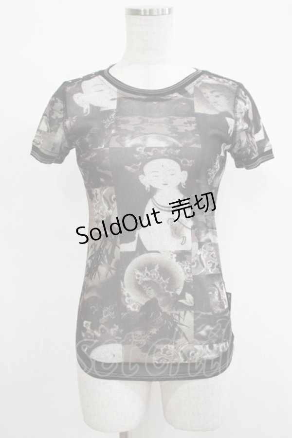 画像1: OZZ STOCK / 総柄メッシュトップス  黒 H-25-11-07-068-OO-TO-KB-ZH (1)