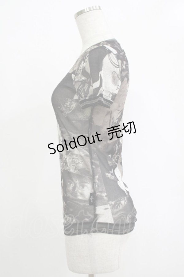 画像2: OZZ STOCK / 総柄メッシュトップス  黒 H-25-11-07-068-OO-TO-KB-ZH (2)