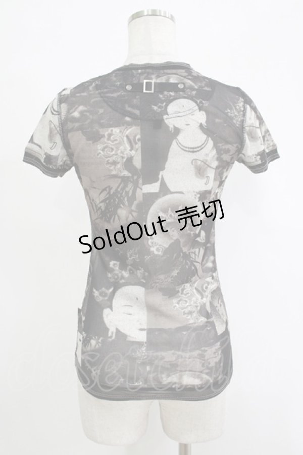 画像3: OZZ STOCK / 総柄メッシュトップス  黒 H-25-11-07-068-OO-TO-KB-ZH (3)