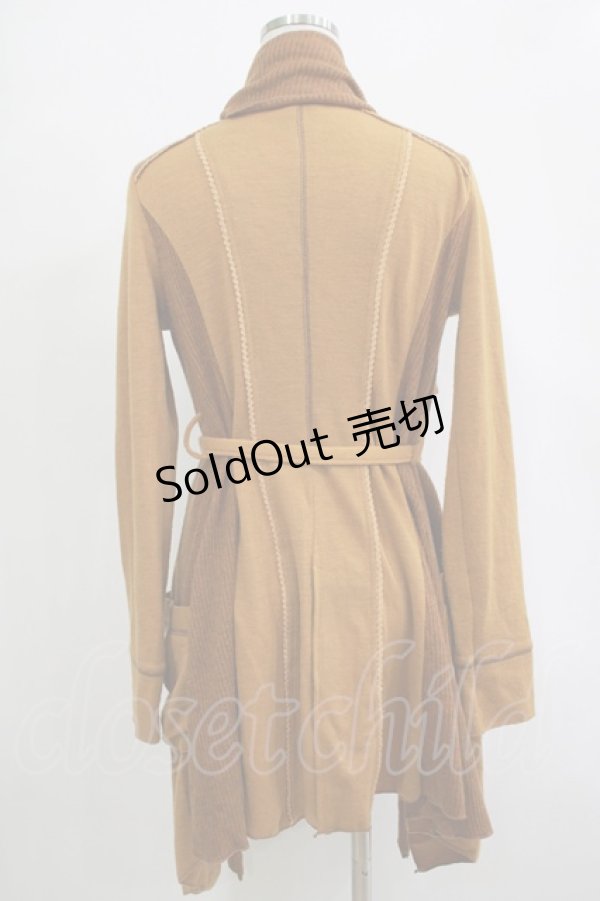 画像3: Ozz oneste / リブ切替ロングニットソーカーディガン  茶 H-25-11-07-069-OO-TO-KB-ZH (3)