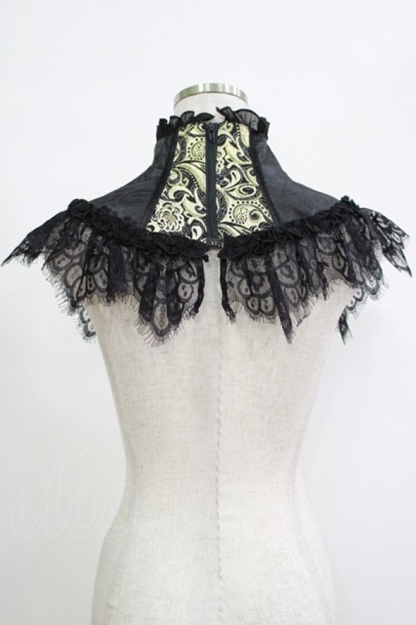 画像2: Qutie Frash / 2023-蘿月-ネックコルセット  黒×金 H-25-11-07-071-QU-ZA-KB-ZH (2)