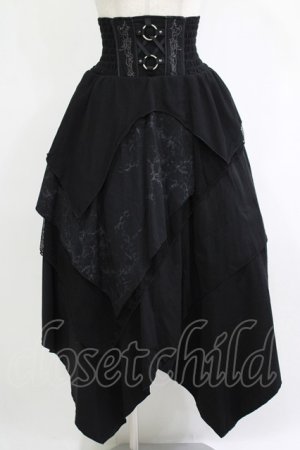 画像: Ozz Croce / 異素材イレギュラースカート  黒 H-25-11-07-010-OO-SK-KB-ZH