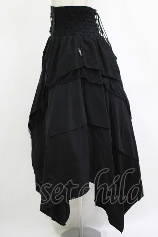 画像2: Ozz Croce / 異素材イレギュラースカート  黒 H-25-11-07-010-OO-SK-KB-ZH (2)