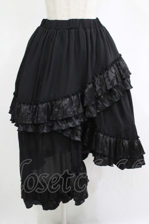 画像: Qutie Frash / ジャガード3段フリルロングスカート  黒 H-25-11-07-011-QU-SK-KB-ZH