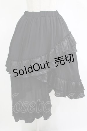 画像: Qutie Frash / ジャガード3段フリルロングスカート  黒 H-25-11-07-011-QU-SK-KB-ZH