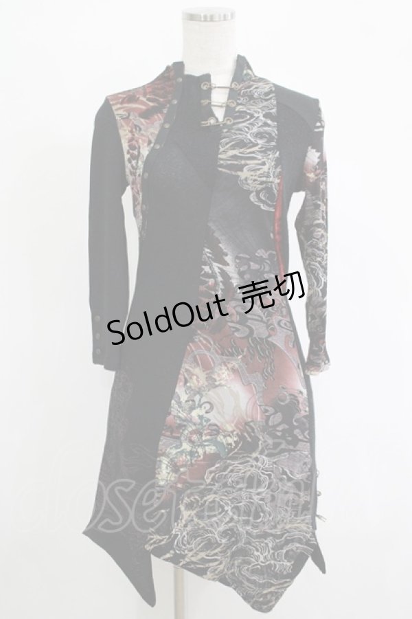 画像1: Ozz On / 異素材切替ワンピース  黒 H-25-11-07-013-OO-OP-KB-ZH (1)