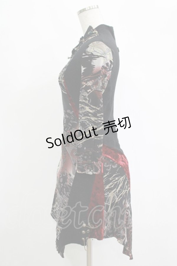 画像2: Ozz On / 異素材切替ワンピース  黒 H-25-11-07-013-OO-OP-KB-ZH (2)