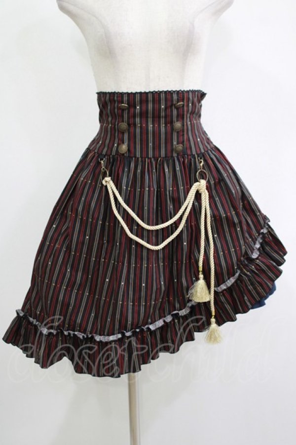 画像1: PUTUMAYO / Midnight Paradeアシメスカート  黒赤ストライプ/紺 H-25-11-07-014-PT-SK-KB-ZH (1)