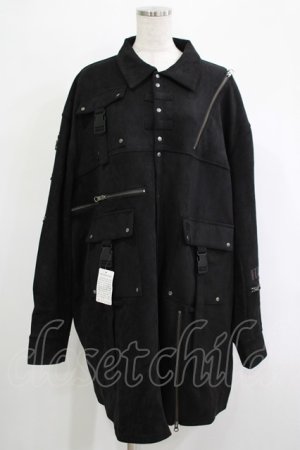 画像: Ozz conte / バックプリントZIPラインジャケット  黒 H-25-11-07-015-OO-JA-KB-ZH