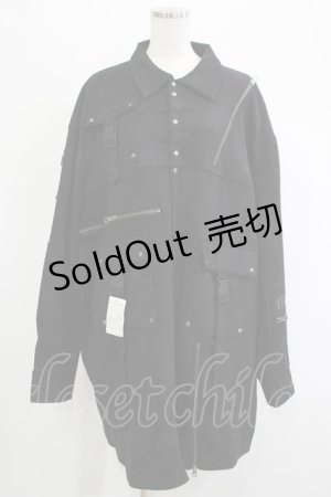 画像: Ozz conte / バックプリントZIPラインジャケット  黒 H-25-11-07-015-OO-JA-KB-ZH