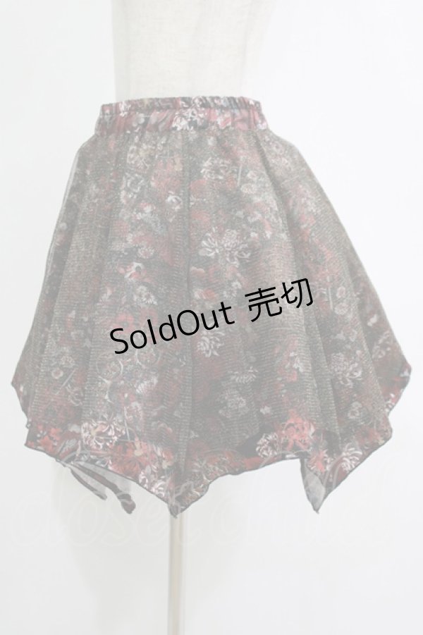 画像2: Qutie Frash / 和柄パニエスカート  黒 H-25-11-07-016-QU-SK-KB-ZH (2)