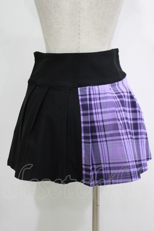 画像3: KILL STAR / CATTLE PLEATED SKIRT S ブラック/ライラックタータン H-25-11-07-017-SL-SK-KB-ZH (3)