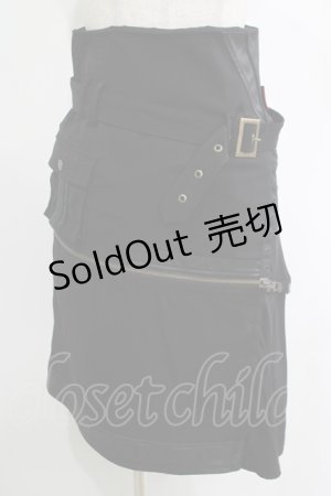 画像: Ozz Croce / 異素材切替アシメスカート  黒 H-25-11-07-019-OO-SK-KB-ZH