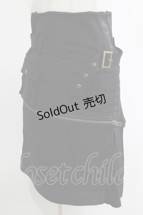 画像1: Ozz Croce / 異素材切替アシメスカート  黒 H-25-11-07-019-OO-SK-KB-ZH (1)