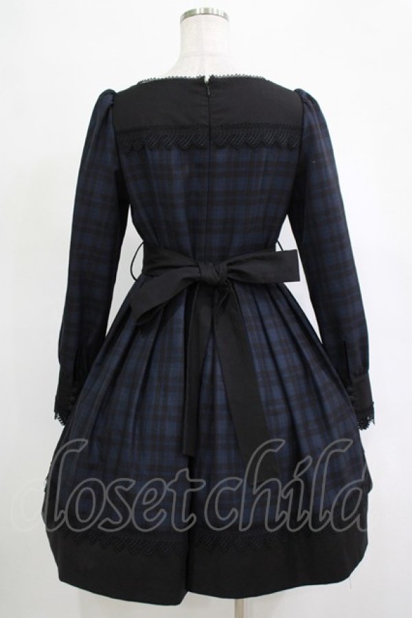 画像3: Sheglit / "Jane"タックワンピース  ブラックネイビーチェック H-25-11-07-002-EL-OP-KB-ZH (3)