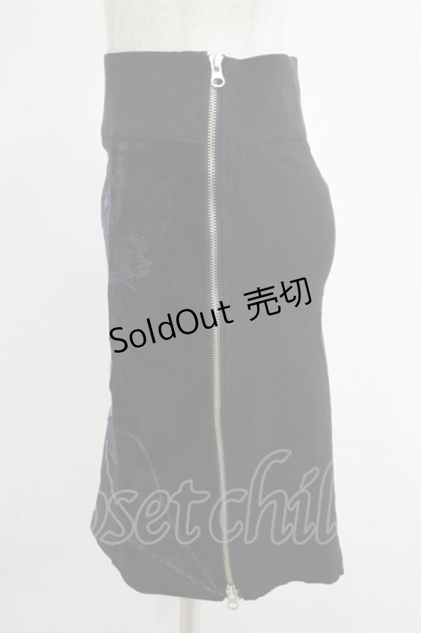 画像2: Ozz On / 刺繍サイドZIPスカート  黒 H-25-11-07-020-OO-SK-KB-ZH (2)
