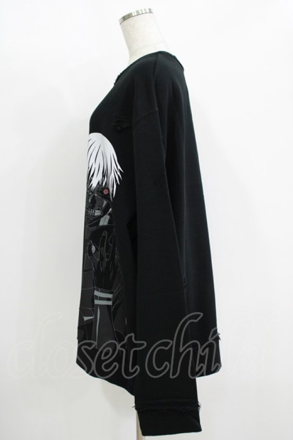 画像2: QOOZA / 東京喰種×QOOZA金木研 ダメージスウェット  ブラック H-25-11-08-046-PU-TO-KB-ZH (2)